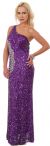 Main image of Long Sequined Formal Prom Dress with Rhinestones Waist